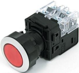 Push Button - Momentary Illuminated LED Flush Switch Ø 30 mm 1a 1b Red, QRX-AAA1DR