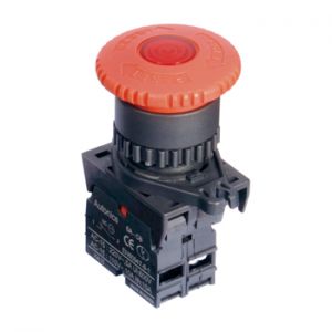Push Button - Ø22/25 Head D40 Push-Lock, Turn Reset Emergency switches (Illuminated Non-Flush) AC Type 1a Red, S2ER-E4RAL